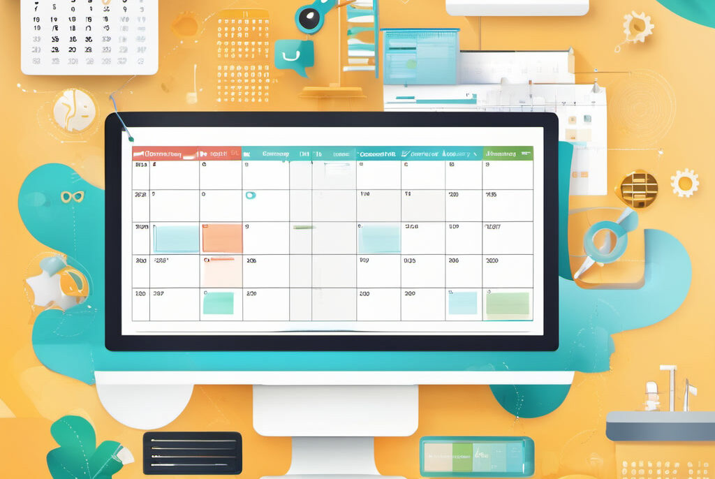 Calendar view of digital marketing strategy and content scheduling